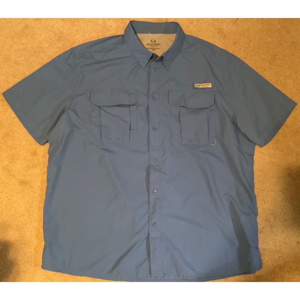 NWOT MENS REALTREE 2XL VENTED BUTTON-UP SHIRT BACK LOGO W/loop Front LOOP
